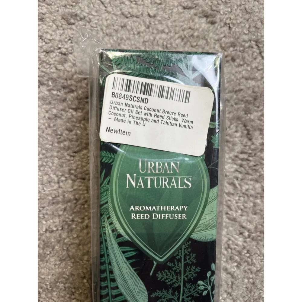 Urban Naturals Coconut Breeze Aromatherapy Reed Diffuser Set 3.75oz Made in USA